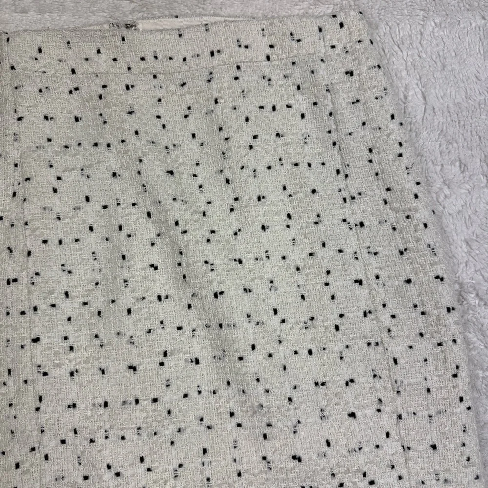 Ann Taylor Cream Pencil Skirt with Black Dots